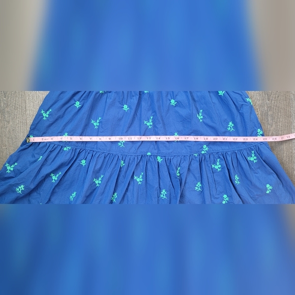 Hatley Maddie Popover Dress Women's S Blue w/Green Embroidered Floral 100% Cotto - Picture 16 of 16